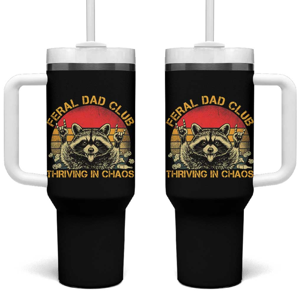 Feral Dad Club Tumbler With Handle Funny Raccoon Dad Retro Fathers Day Gift