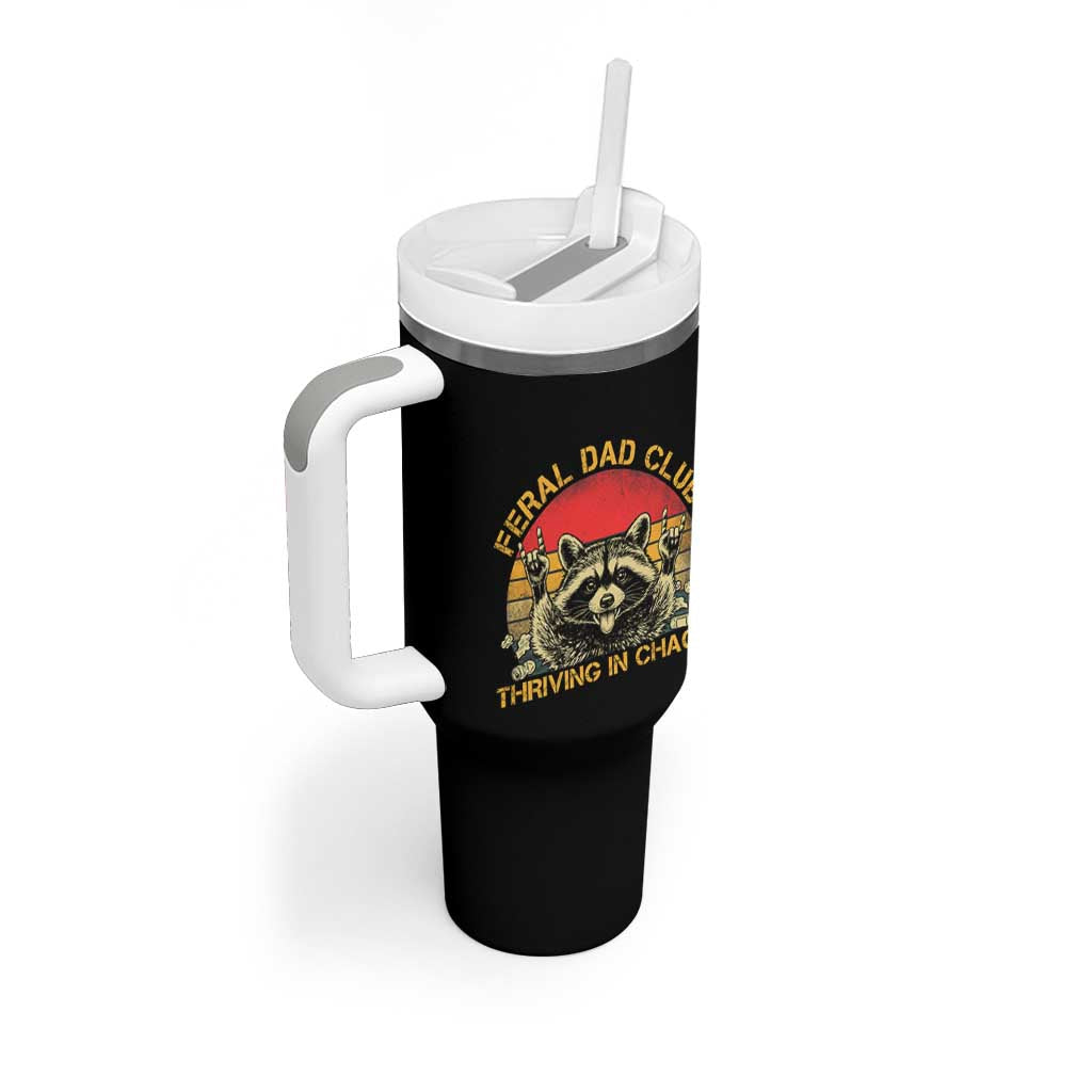Feral Dad Club Tumbler With Handle Funny Raccoon Dad Retro Fathers Day Gift