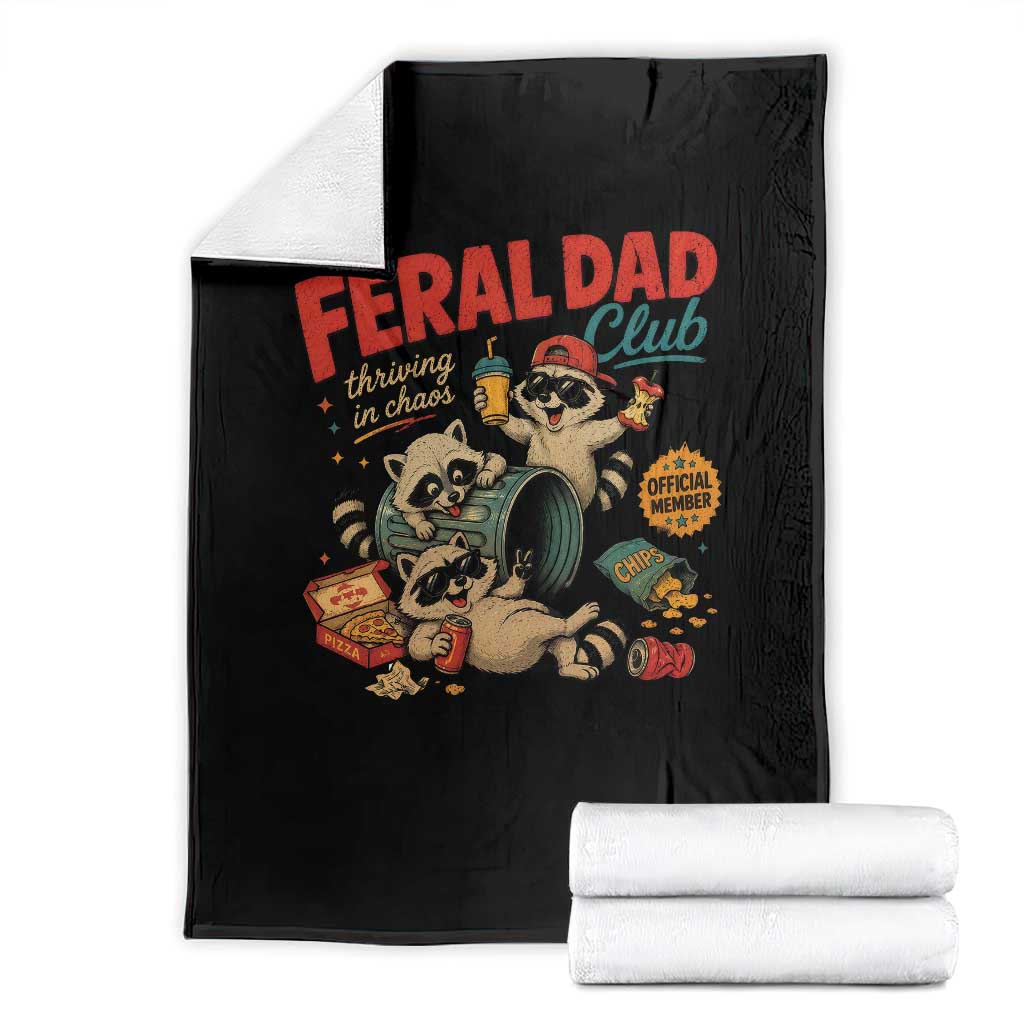 Funny Raccoon Dad Throw Blanket Feral Dad Club Fathers Day Gift