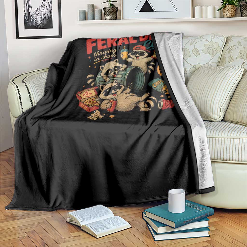 Funny Raccoon Dad Throw Blanket Feral Dad Club Fathers Day Gift