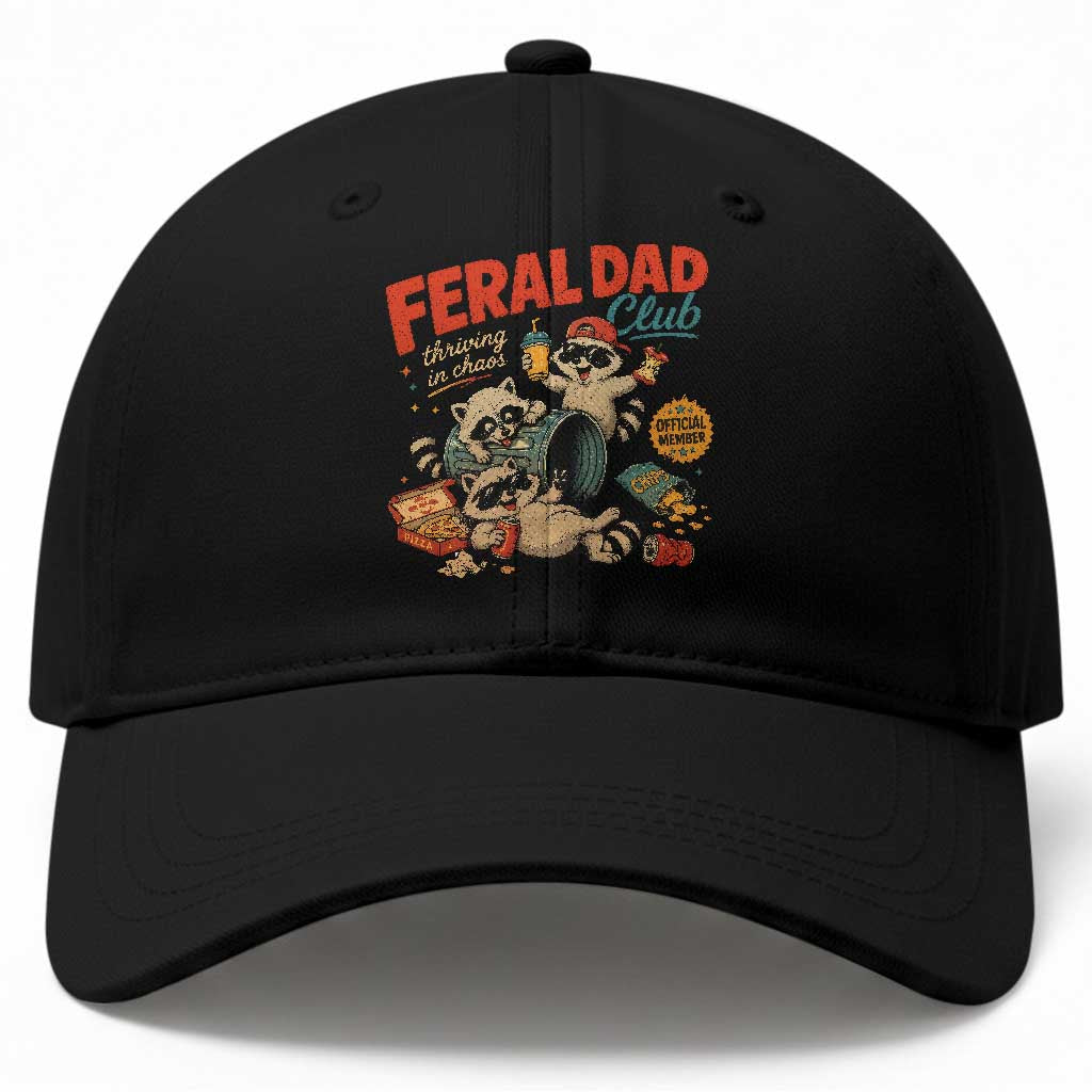Funny Raccoon Dad Baseball Cap Feral Dad Club Fathers Day Gift