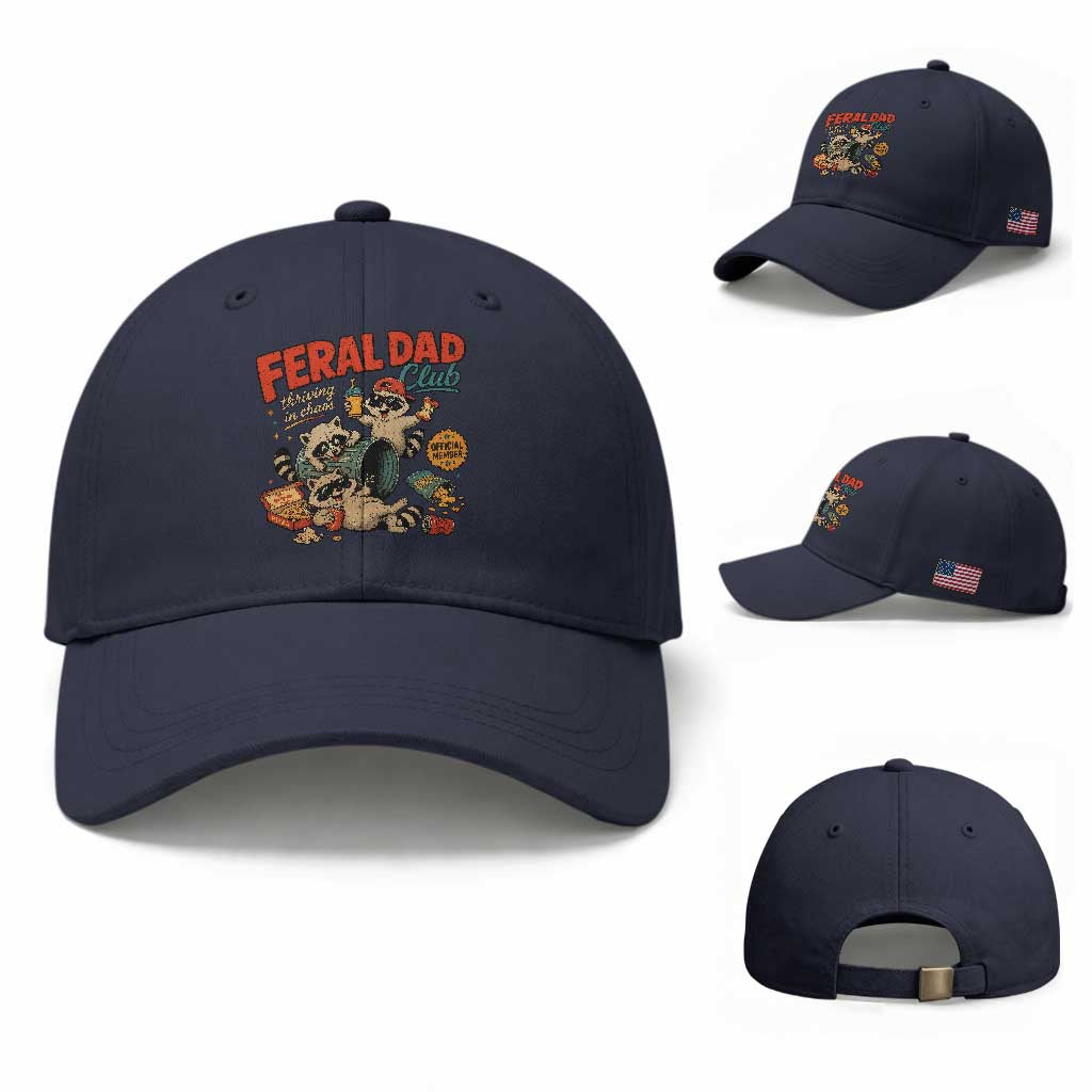 Funny Raccoon Dad Baseball Cap Feral Dad Club Fathers Day Gift