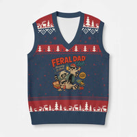 Funny Raccoon Dad V-Neck Knit Sweater Vest Feral Dad Club Fathers Day Gift