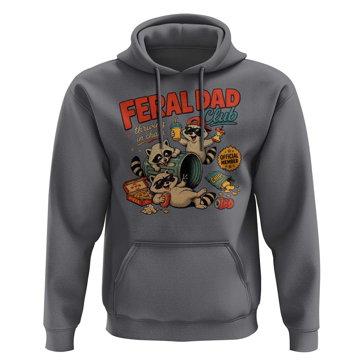 Funny Raccoon Dad Hoodie Feral Dad Club Fathers Day Gift