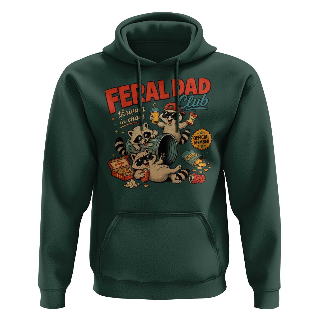 Funny Raccoon Dad Hoodie Feral Dad Club Fathers Day Gift