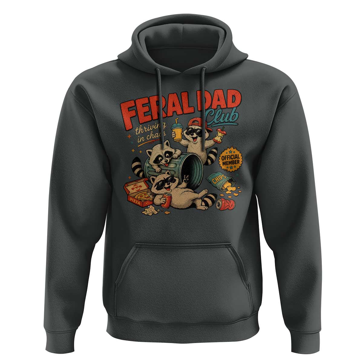 Funny Raccoon Dad Hoodie Feral Dad Club Fathers Day Gift