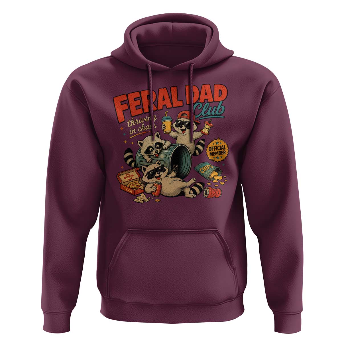Funny Raccoon Dad Hoodie Feral Dad Club Fathers Day Gift
