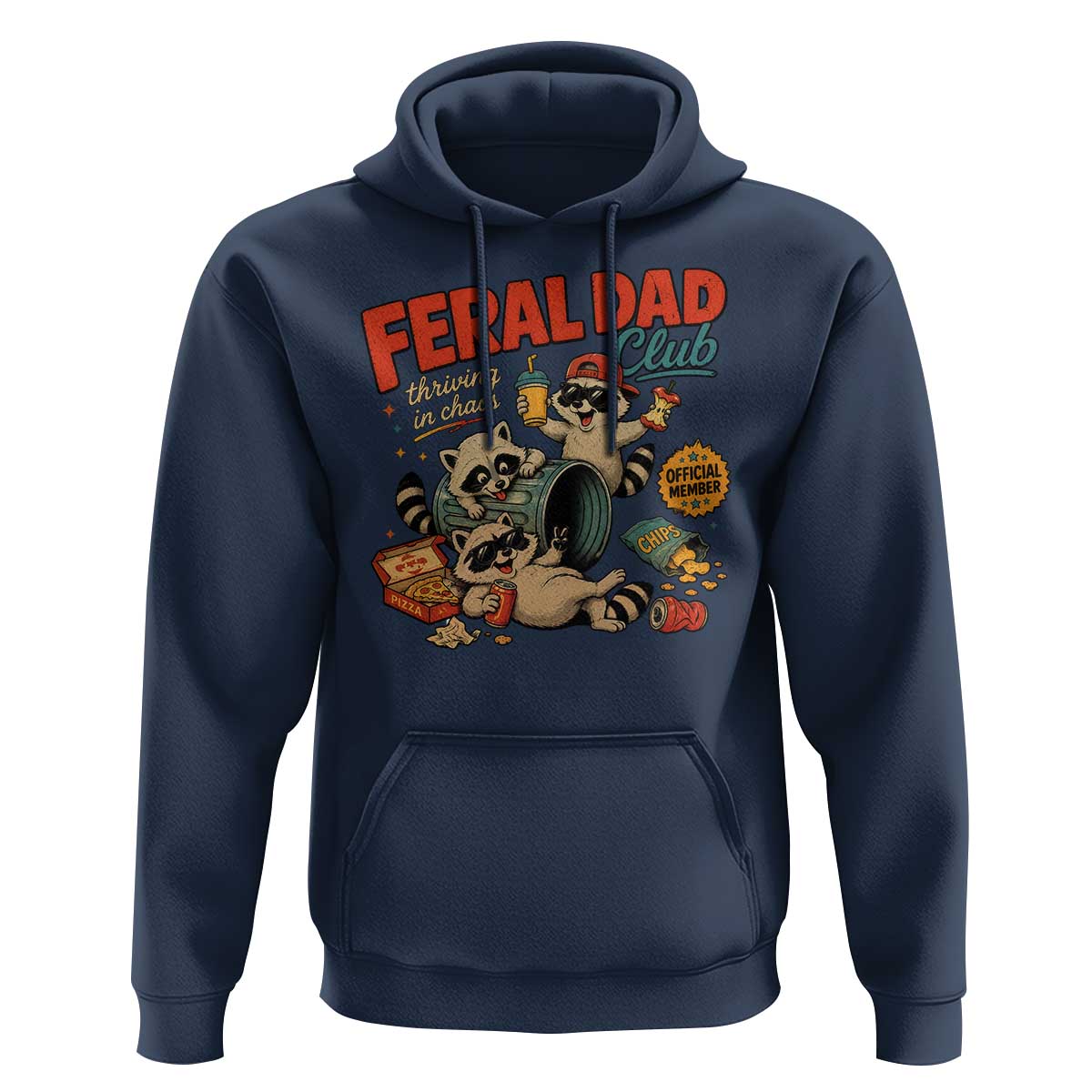 Funny Raccoon Dad Hoodie Feral Dad Club Fathers Day Gift