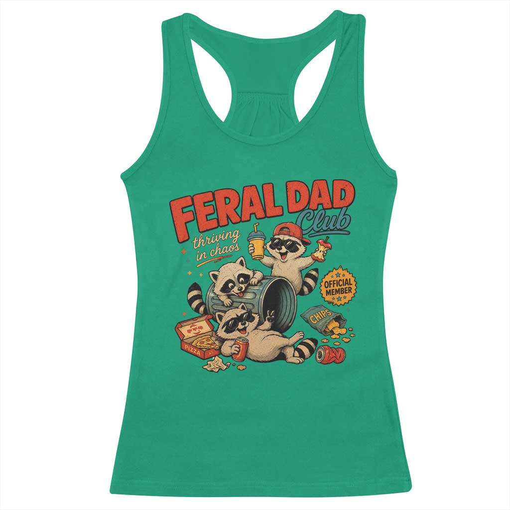 Funny Raccoon Dad Racerback Tank Top Feral Dad Club Fathers Day Gift