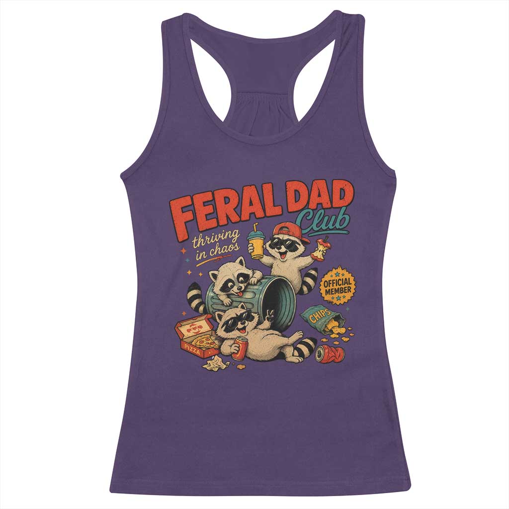Funny Raccoon Dad Racerback Tank Top Feral Dad Club Fathers Day Gift