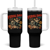Funny Raccoon Dad Tumbler With Handle Feral Dad Club Fathers Day Gift