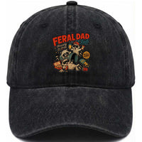 Funny Raccoon Dad Washed Cotton Baseball Cap Feral Dad Club Fathers Day Gift