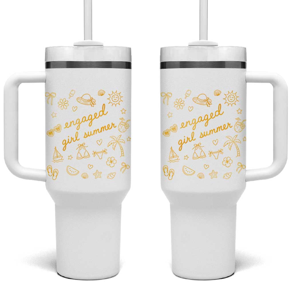 Engaged Girl Summer Tumbler With Handle Bride To Be Engagement