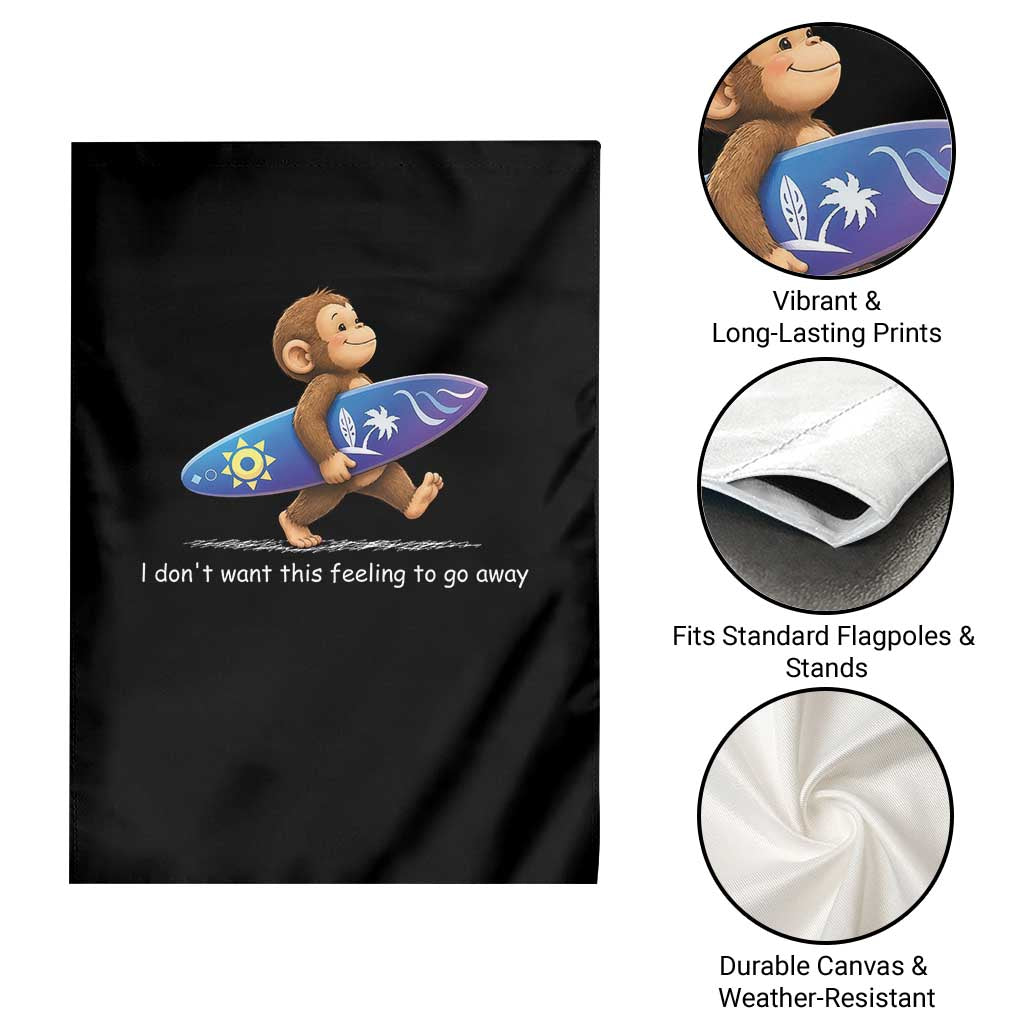 I Dont Want This Feeling To Go Away Garden Flag Vintage Surf Monkey Nostalgic Summer Beach Vacation