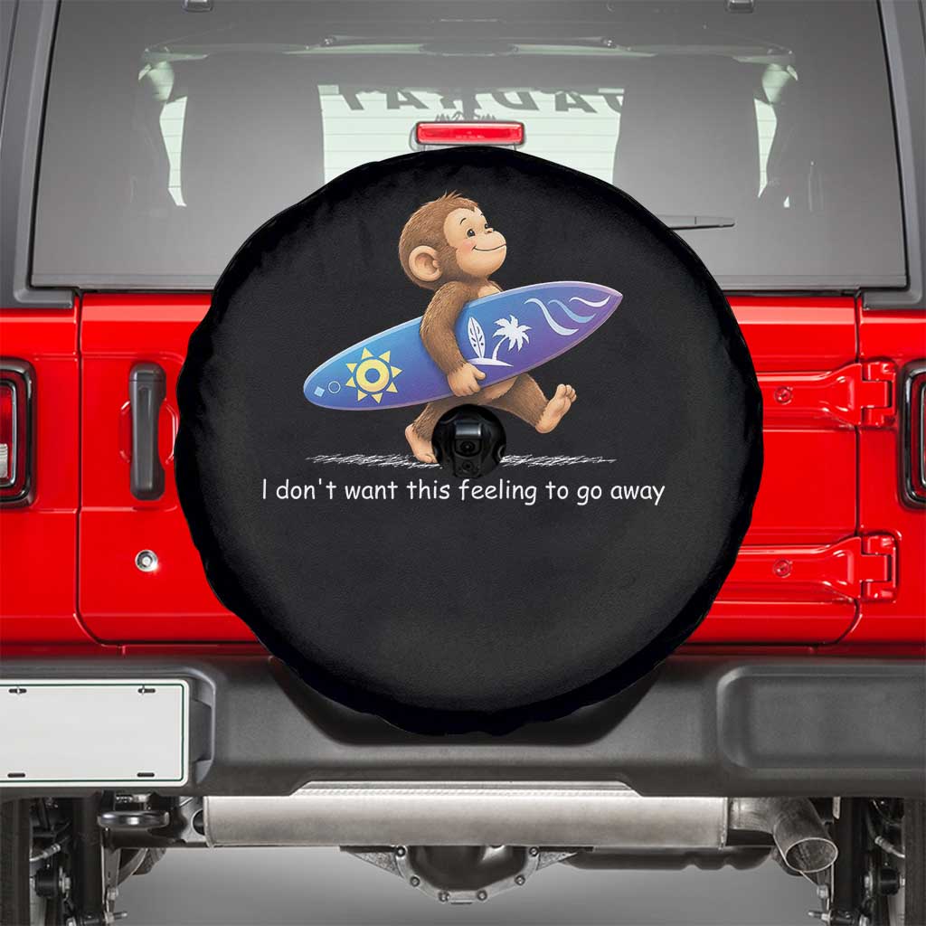 I Dont Want This Feeling To Go Away Spare Tire Cover Vintage Surf Monkey Nostalgic Summer Beach Vacation