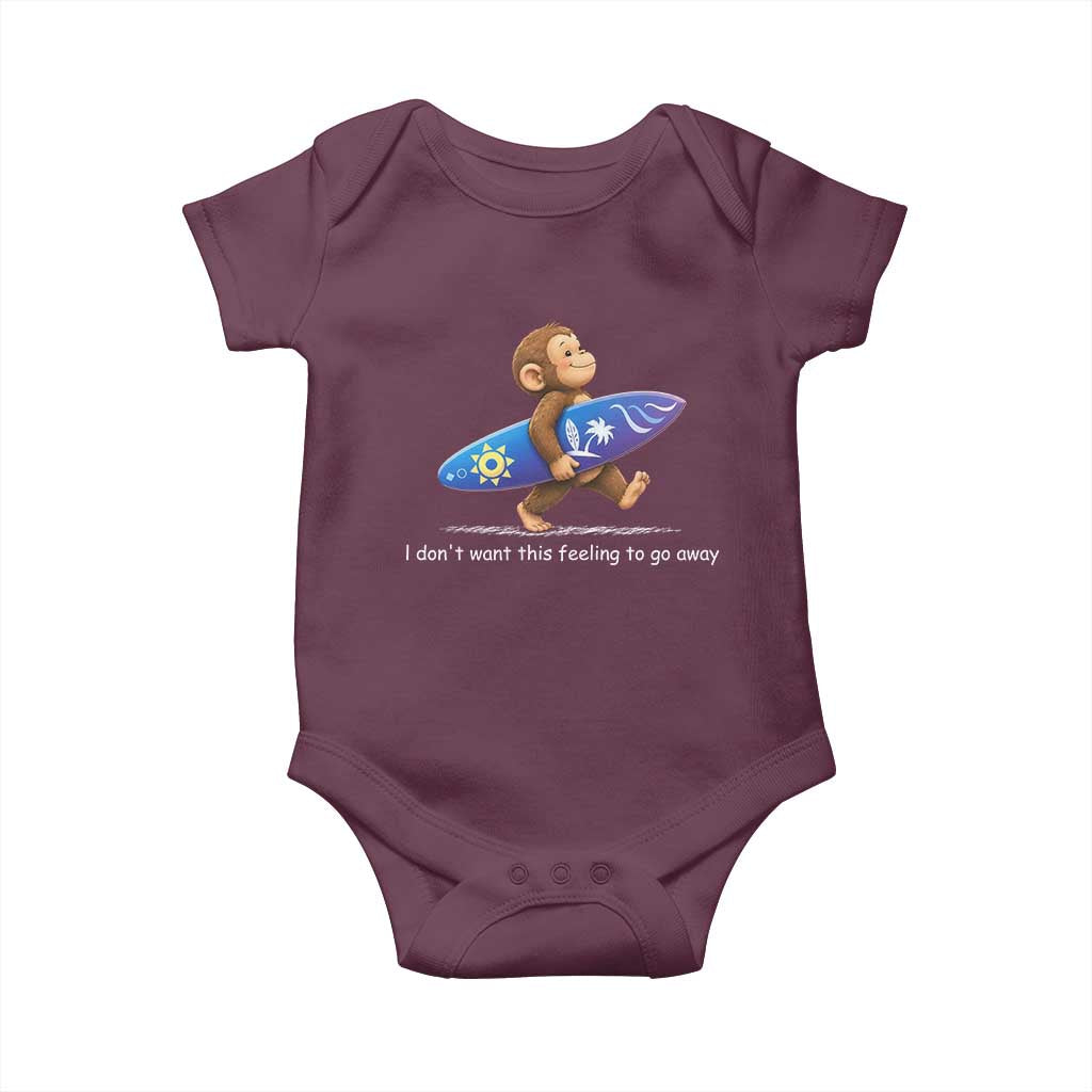 I Dont Want This Feeling To Go Away Baby Onesie Vintage Surf Monkey Nostalgic Summer Beach Vacation