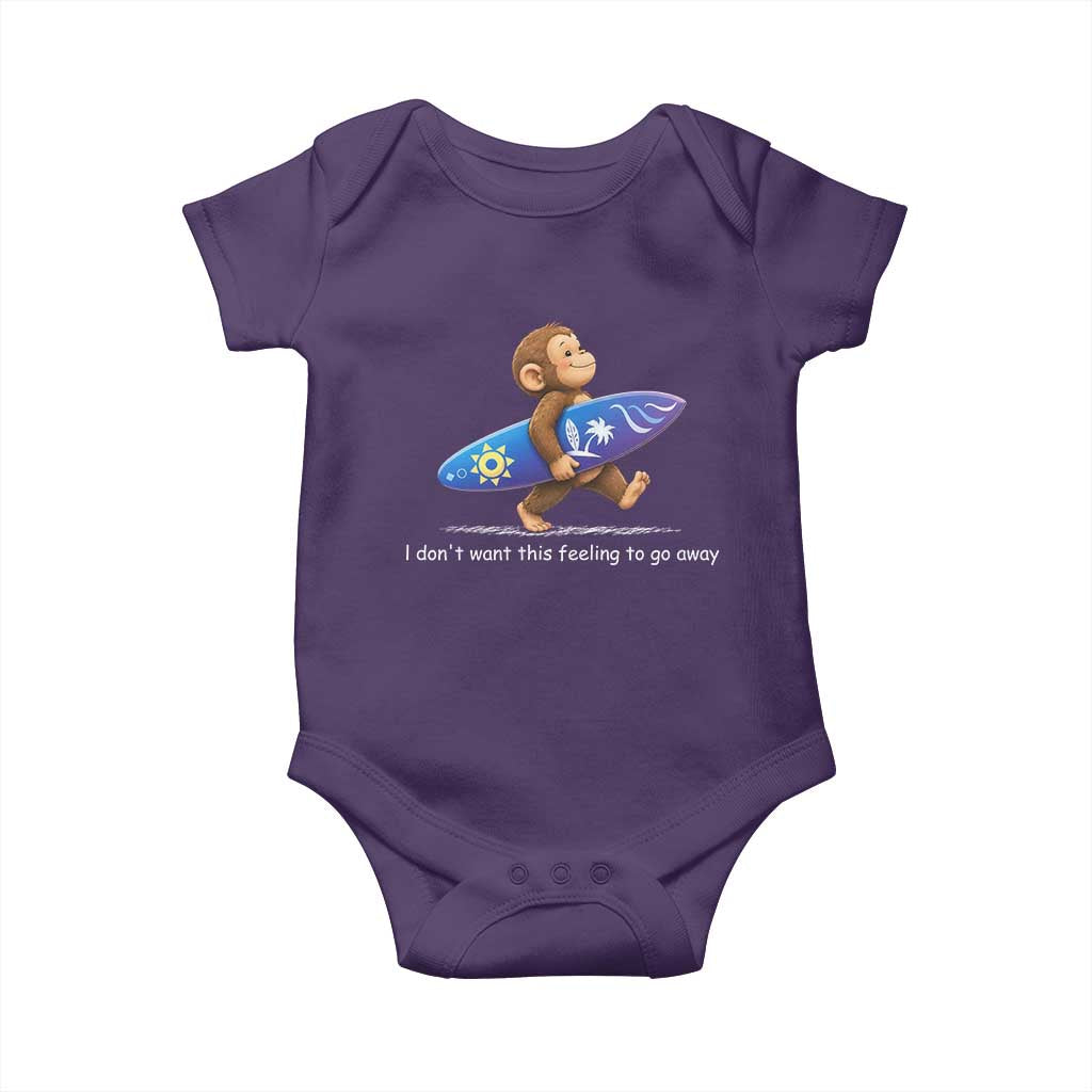 I Dont Want This Feeling To Go Away Baby Onesie Vintage Surf Monkey Nostalgic Summer Beach Vacation