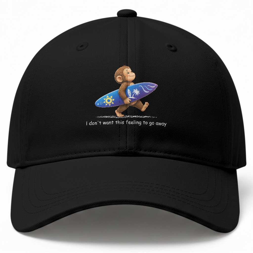 I Dont Want This Feeling To Go Away Baseball Cap Vintage Surf Monkey Nostalgic Summer Beach Vacation
