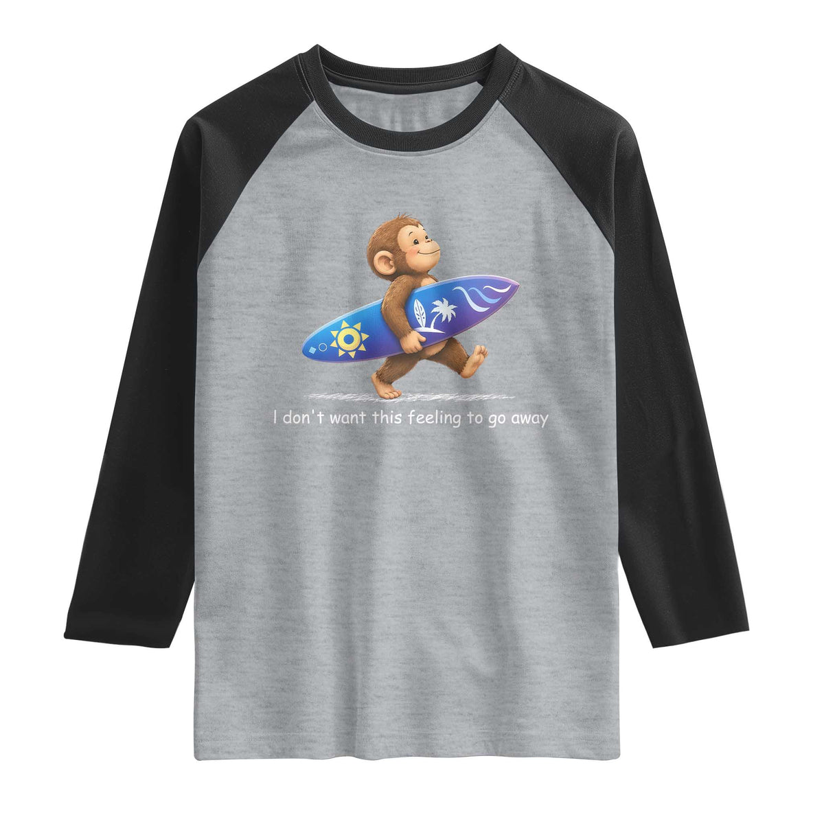 I Dont Want This Feeling To Go Away Raglan Shirt Vintage Surf Monkey Nostalgic Summer Beach Vacation