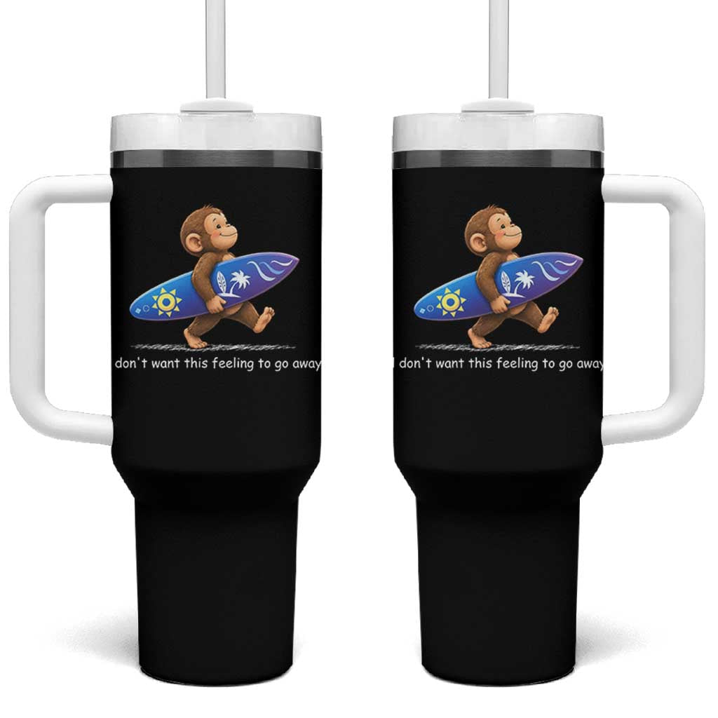 I Dont Want This Feeling To Go Away Tumbler With Handle Vintage Surf Monkey Nostalgic Summer Beach Vacation