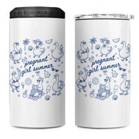 Pregnant Girl Summer 4 in 1 Can Cooler Tumbler Summer Goose Beach Pregnancy Announcement Baby Shower