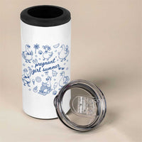 Pregnant Girl Summer 4 in 1 Can Cooler Tumbler Summer Goose Beach Pregnancy Announcement Baby Shower
