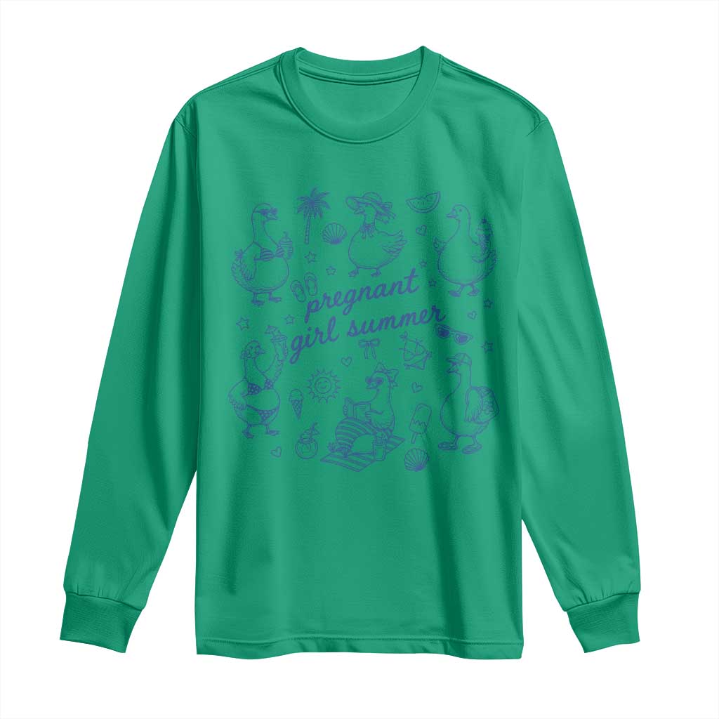 Pregnant Girl Summer Long Sleeve Shirt Summer Goose Beach Pregnancy Announcement Baby Shower