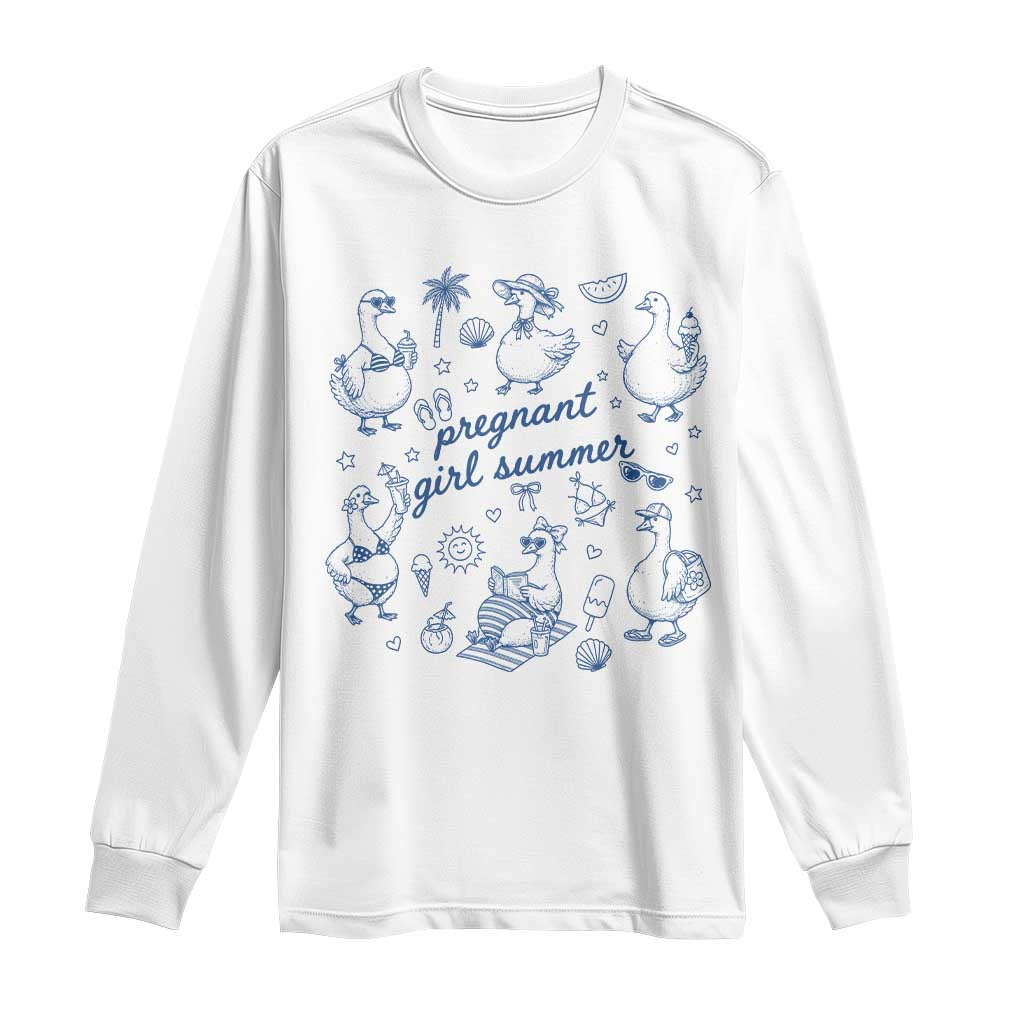 Pregnant Girl Summer Long Sleeve Shirt Summer Goose Beach Pregnancy Announcement Baby Shower
