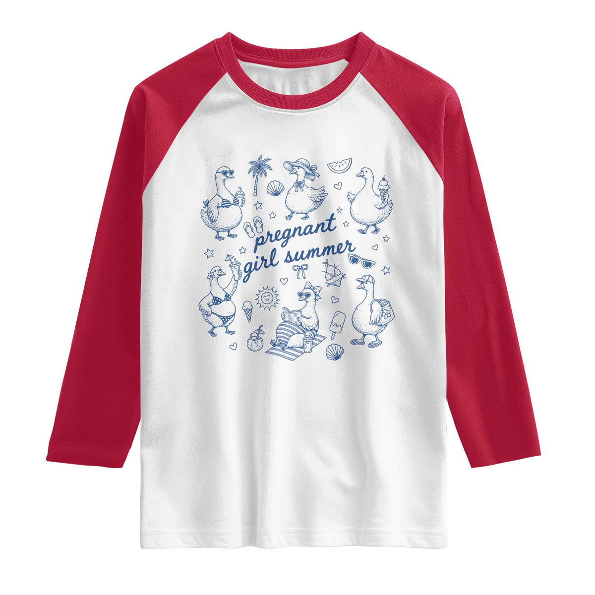 Pregnant Girl Summer Raglan Shirt Summer Goose Beach Pregnancy Announcement Baby Shower