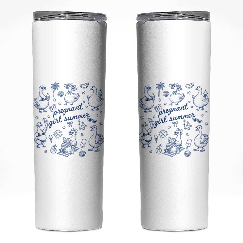 Pregnant Girl Summer Skinny Tumbler Summer Goose Beach Pregnancy Announcement Baby Shower