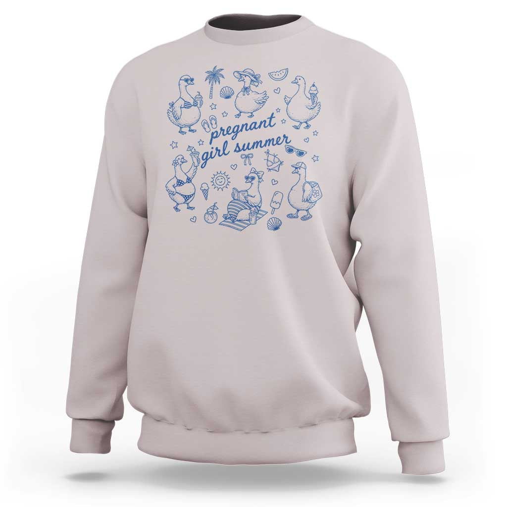 Pregnant Girl Summer Sweatshirt Summer Goose Beach Pregnancy Announcement Baby Shower