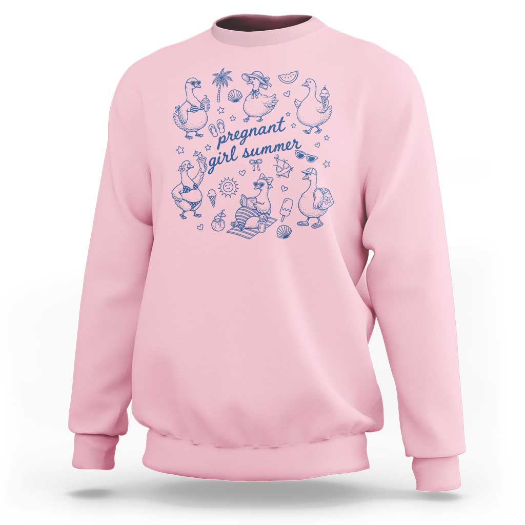 Pregnant Girl Summer Sweatshirt Summer Goose Beach Pregnancy Announcement Baby Shower