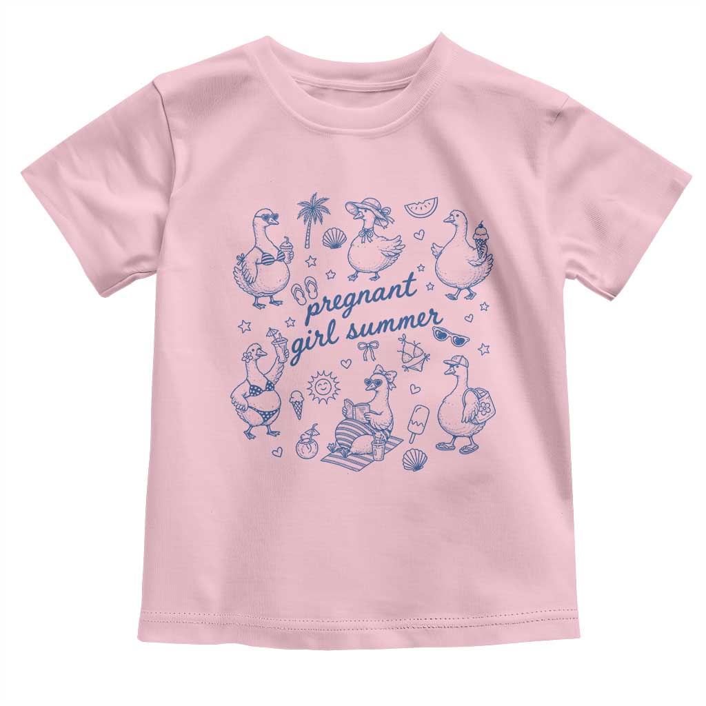 Pregnant Girl Summer Toddler T Shirt Summer Goose Beach Pregnancy Announcement Baby Shower