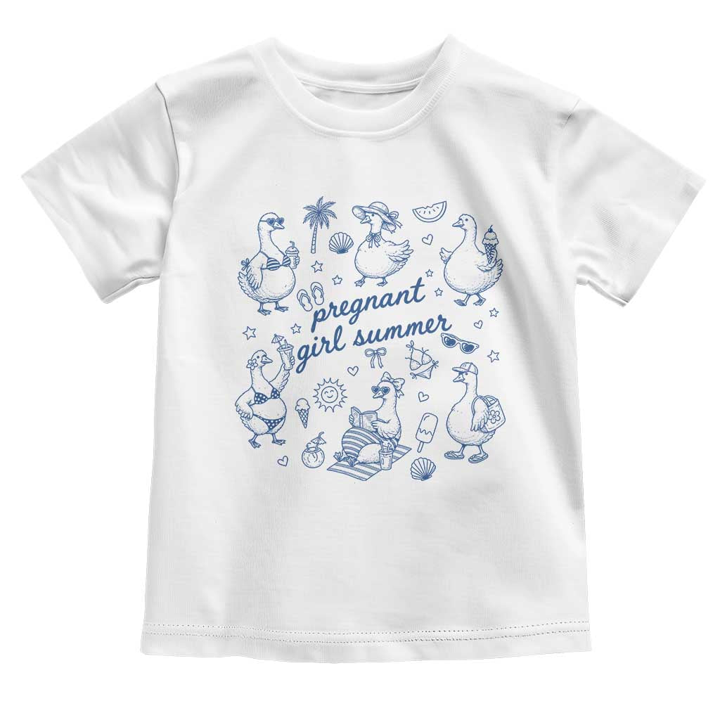 Pregnant Girl Summer Toddler T Shirt Summer Goose Beach Pregnancy Announcement Baby Shower