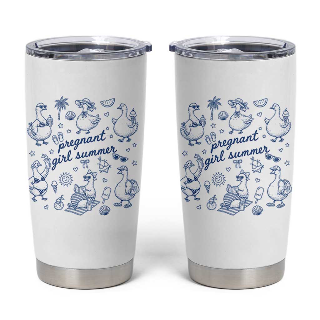 Pregnant Girl Summer Tumbler Cup Summer Goose Beach Pregnancy Announcement Baby Shower