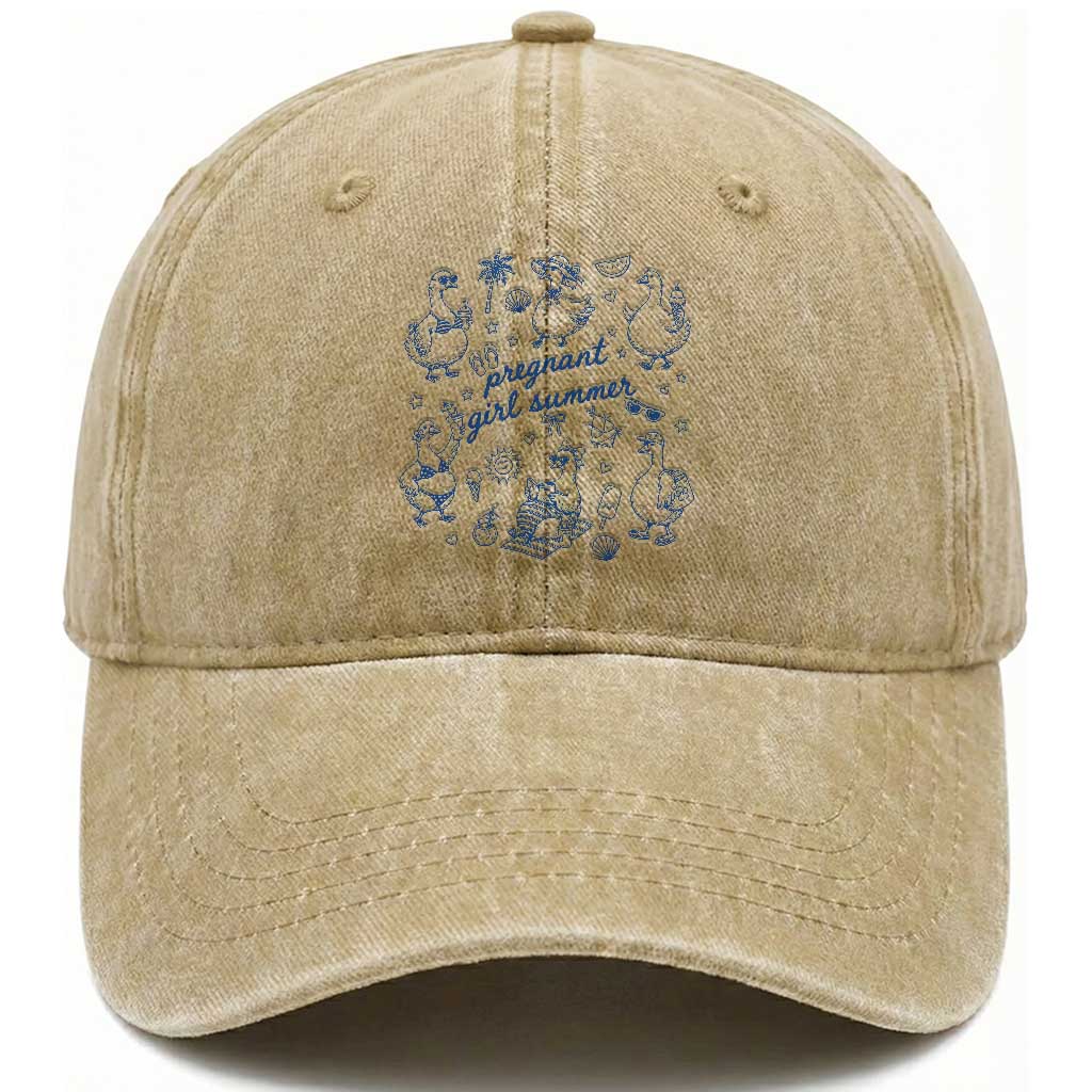 Pregnant Girl Summer Washed Cotton Baseball Cap Summer Goose Beach Pregnancy Announcement Baby Shower