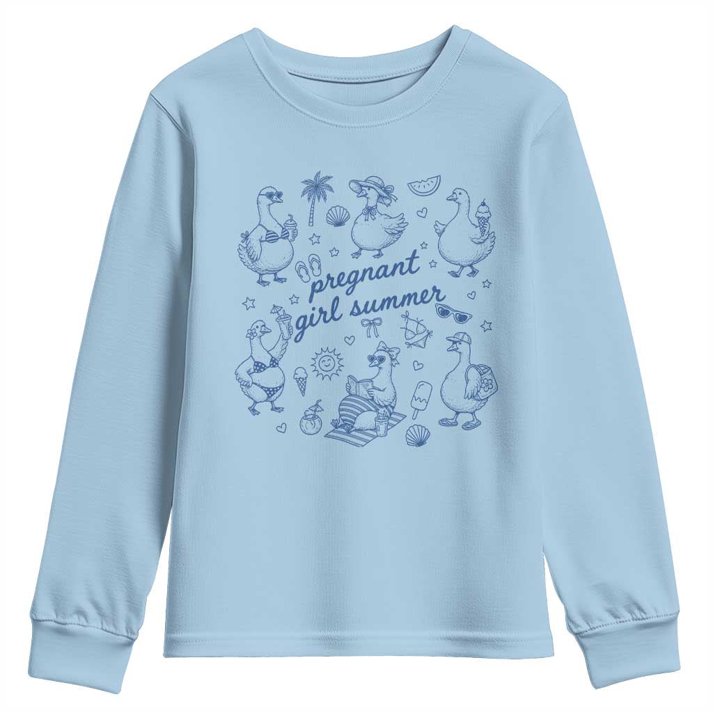 Pregnant Girl Summer Youth Sweatshirt Summer Goose Beach Pregnancy Announcement Baby Shower