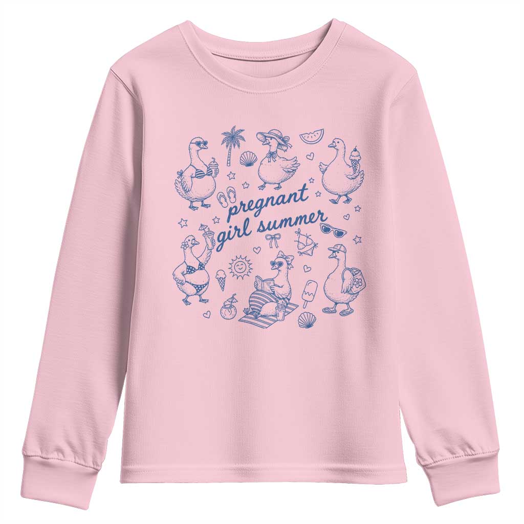 Pregnant Girl Summer Youth Sweatshirt Summer Goose Beach Pregnancy Announcement Baby Shower