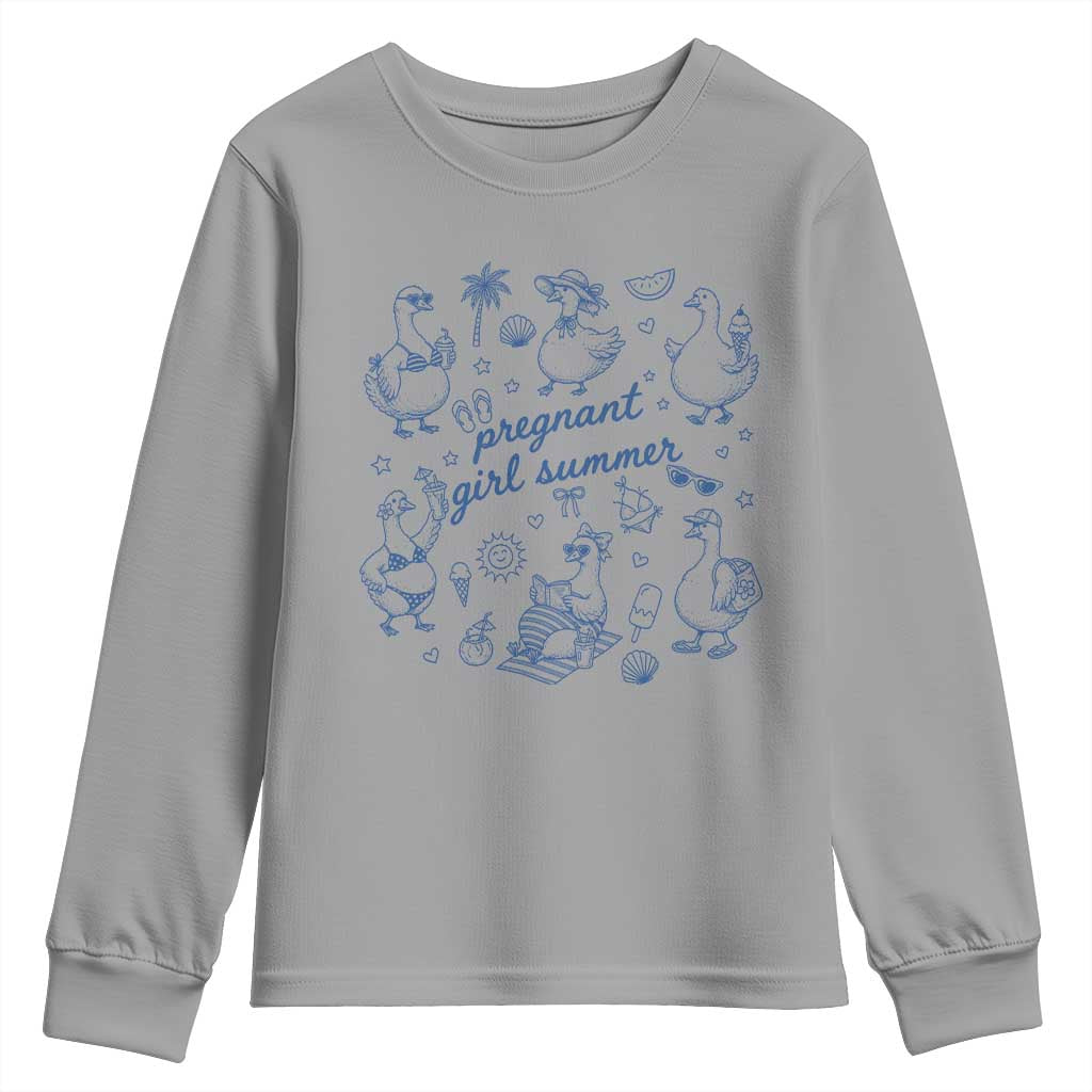 Pregnant Girl Summer Youth Sweatshirt Summer Goose Beach Pregnancy Announcement Baby Shower