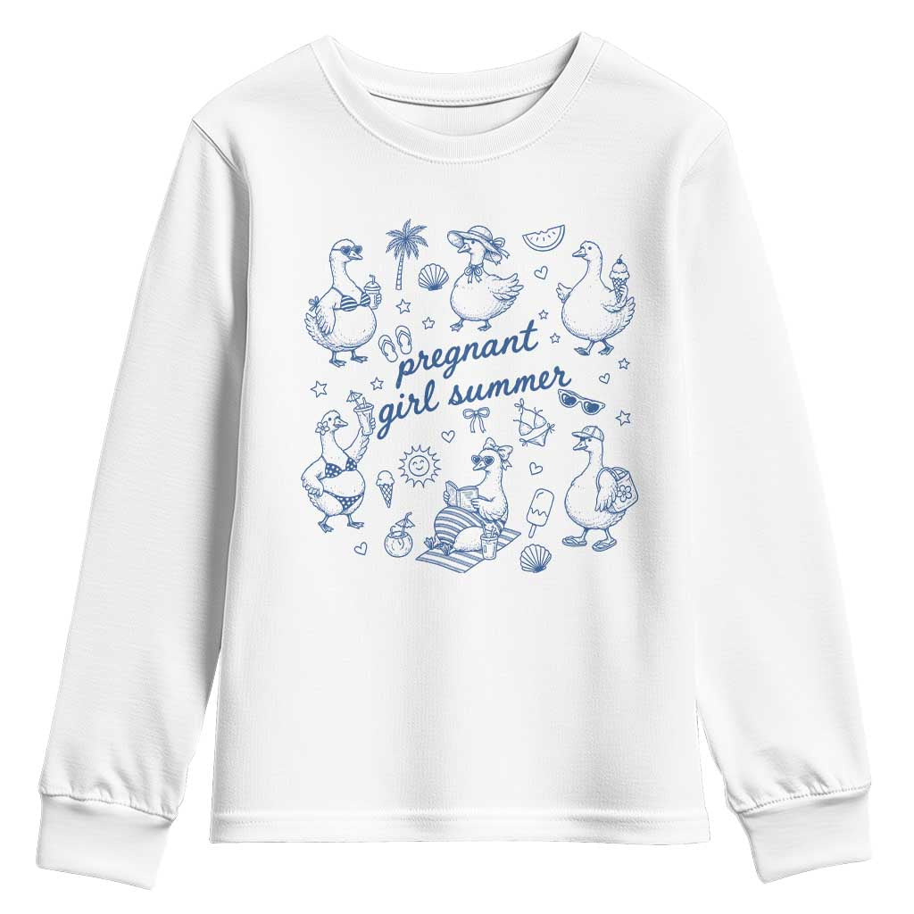 Pregnant Girl Summer Youth Sweatshirt Summer Goose Beach Pregnancy Announcement Baby Shower