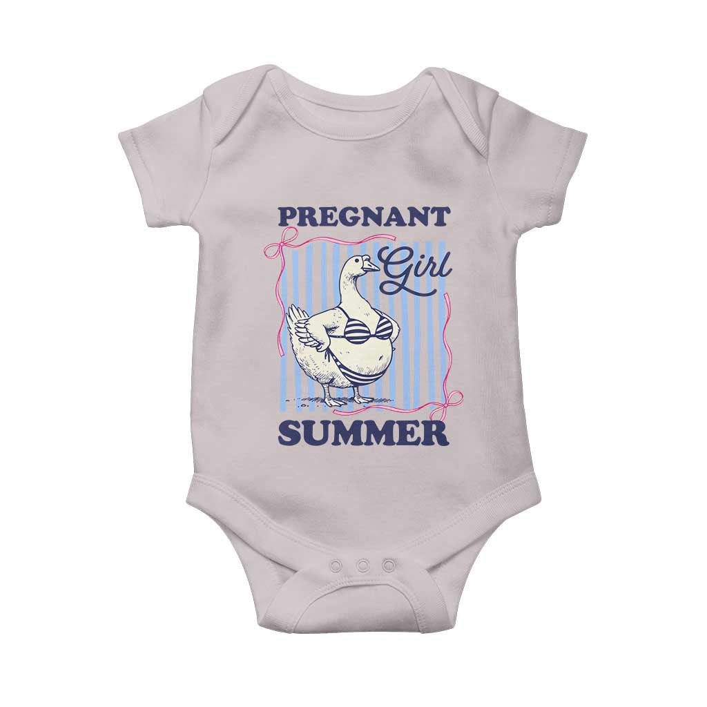 Pregnant Girl Summer Baby Onesie Striped Coquette Summer Goose Beach Pregnancy Announcement