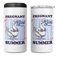 Pregnant Girl Summer 4 in 1 Can Cooler Tumbler Striped Coquette Summer Goose Beach Pregnancy Announcement