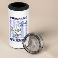 Pregnant Girl Summer 4 in 1 Can Cooler Tumbler Striped Coquette Summer Goose Beach Pregnancy Announcement