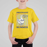 Pregnant Girl Summer T Shirt For Kid Striped Coquette Summer Goose Beach Pregnancy Announcement