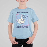 Pregnant Girl Summer T Shirt For Kid Striped Coquette Summer Goose Beach Pregnancy Announcement