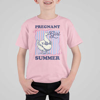 Pregnant Girl Summer T Shirt For Kid Striped Coquette Summer Goose Beach Pregnancy Announcement