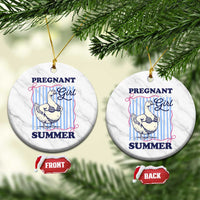 Pregnant Girl Summer Ceramic Ornament Striped Coquette Summer Goose Beach Pregnancy Announcement