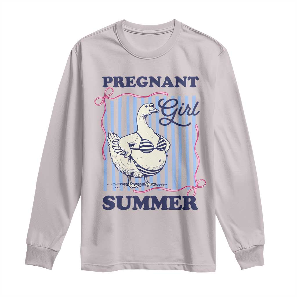 Pregnant Girl Summer Long Sleeve Shirt Striped Coquette Summer Goose Beach Pregnancy Announcement