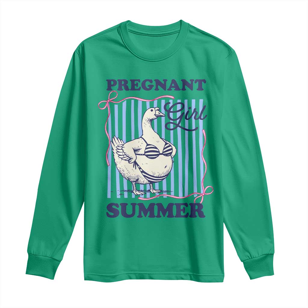 Pregnant Girl Summer Long Sleeve Shirt Striped Coquette Summer Goose Beach Pregnancy Announcement