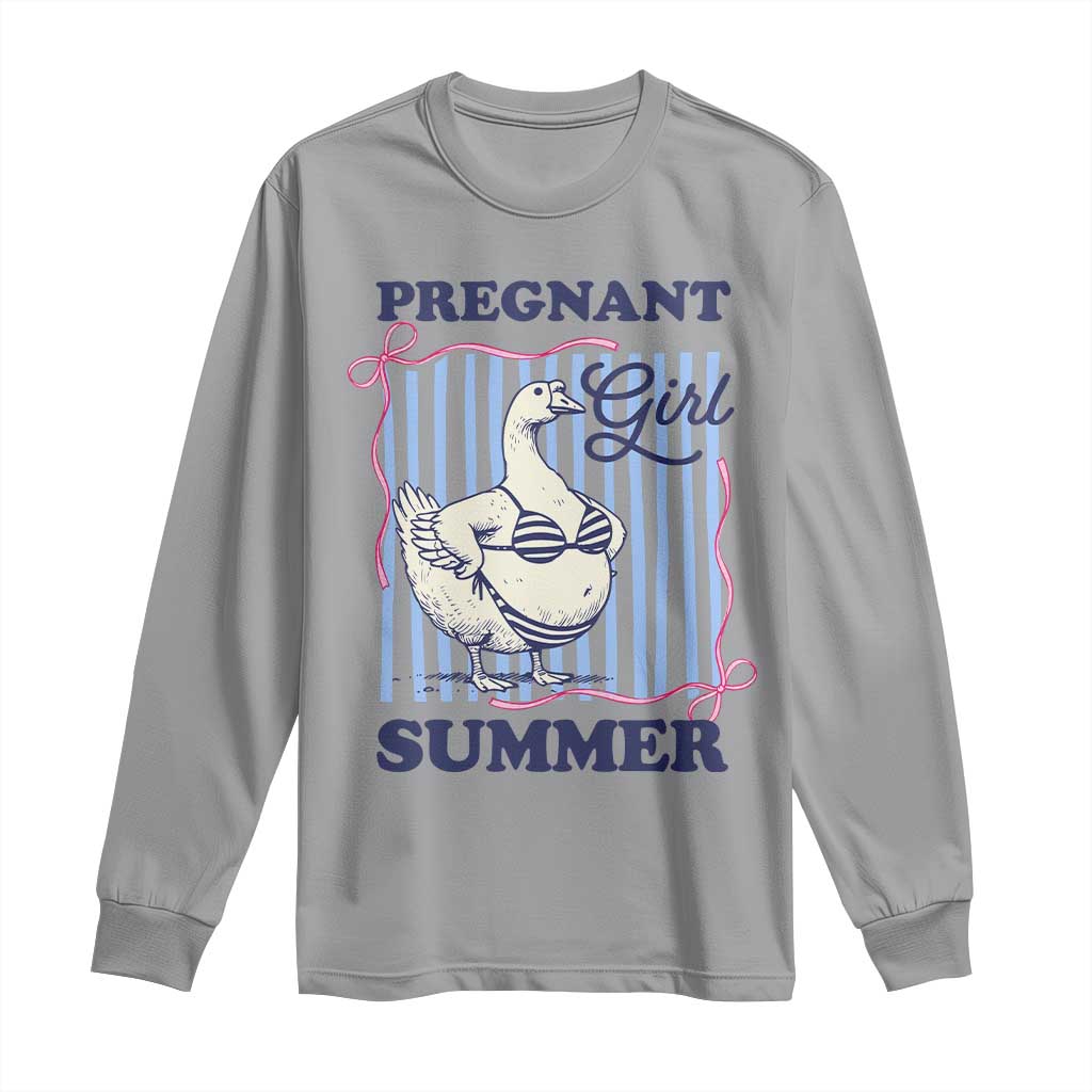 Pregnant Girl Summer Long Sleeve Shirt Striped Coquette Summer Goose Beach Pregnancy Announcement
